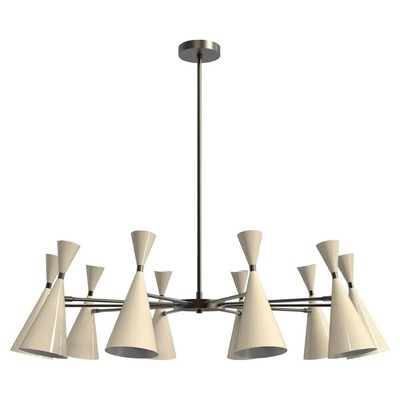 MONOLITH Classic Italian Modern Enamel and Brass Chandelier, Ceiling Lighting
