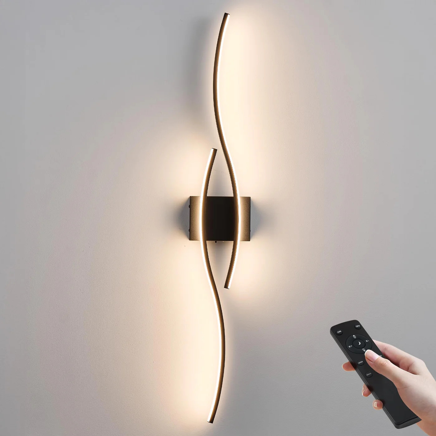 Kartoosh LED Wall Sconce w/ Remote, Battery Powered, Dimmable, Black
