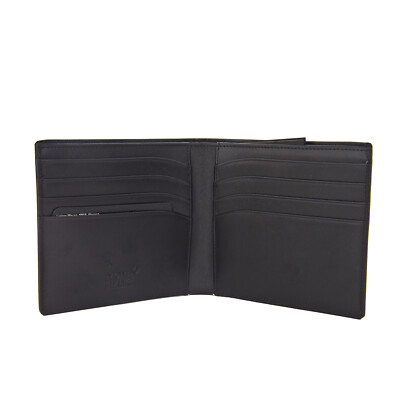 Pre-owned Montblanc Men Wallet  Meisterstück 7163 Slim Bifold In Black Leather For Card Id