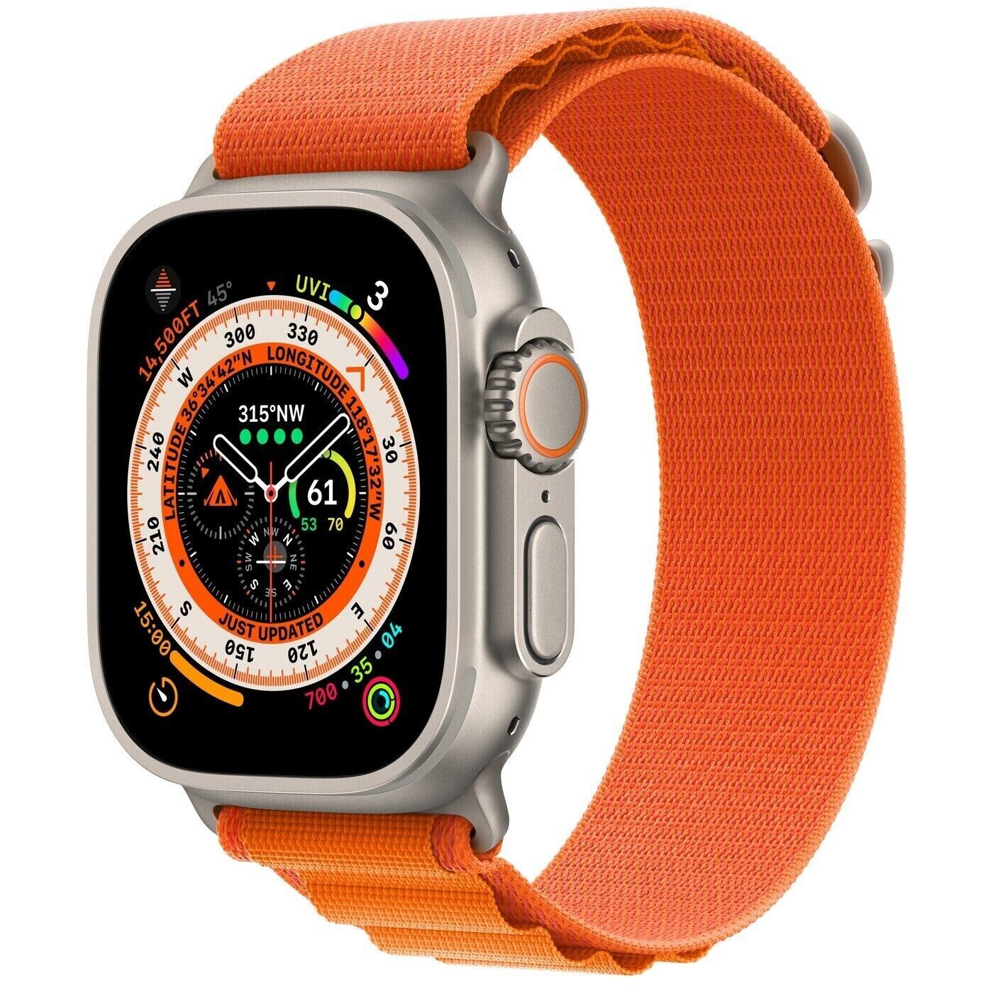 Apple Watch Ultraチタンケースとオレンジアルパインループ -L