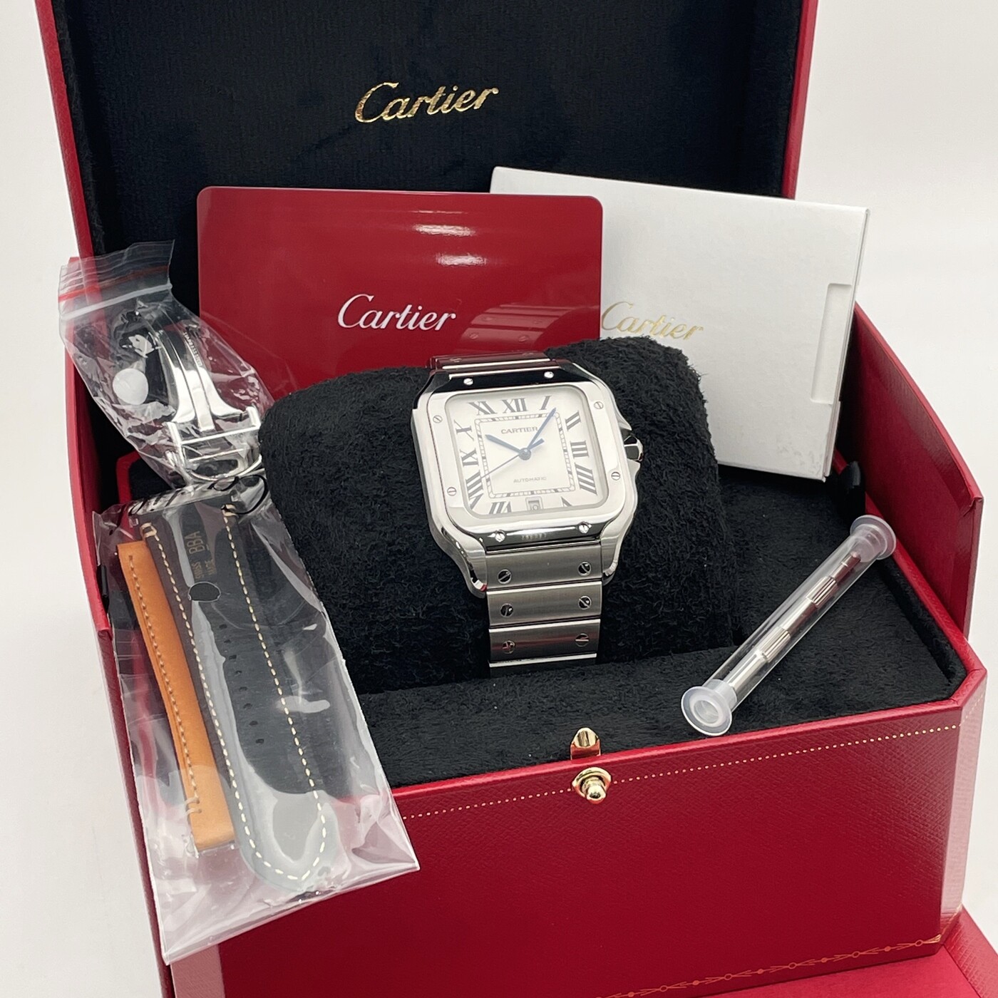 Pre-owned Cartier ⌚ Santos De  Wssa0018 Stainless Steel White Large Complete 2023 ⌚