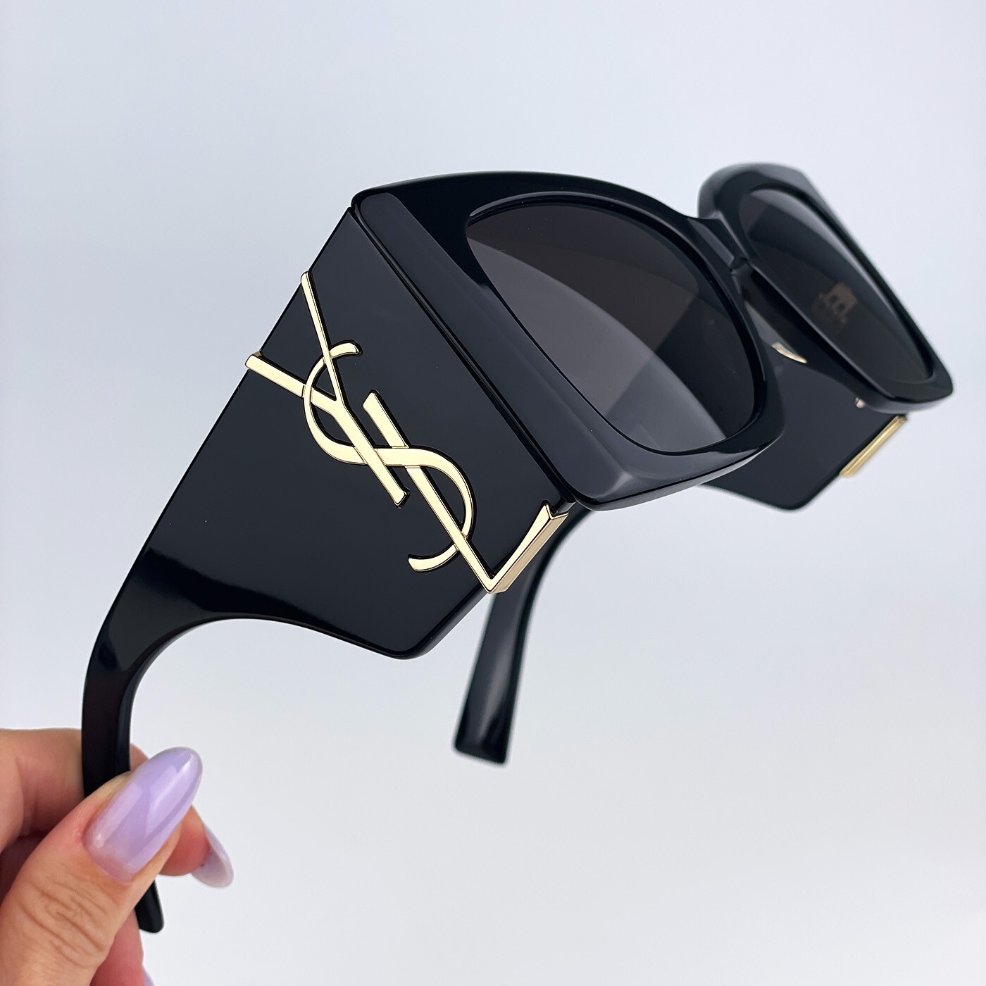 Pre-owned Saint Laurent Slm119 Blaze 001 Black Grey Oversized Cat Eye Women Sunglasses In Gray