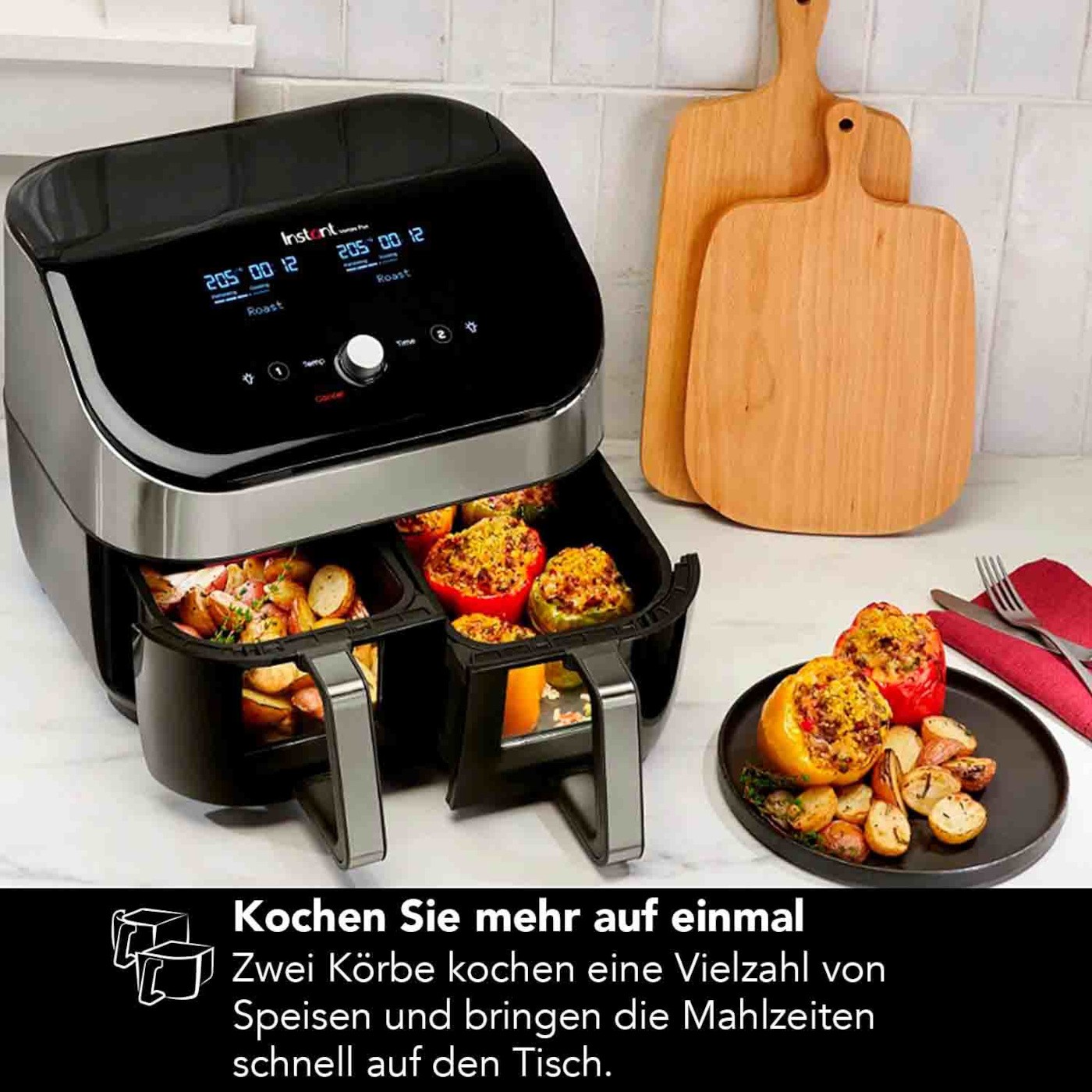 INSTANT POT Vortex Plus Dual Airfryer Heißluftfritteuse 7,6L ClearCook Edelstahl - Bild 3 von 9