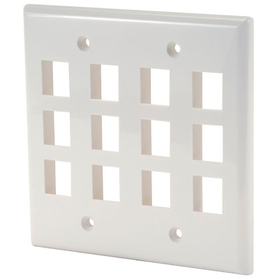 Audtek KWGJ9 Keystone Wall Plate Double Gang 12-Port Wht