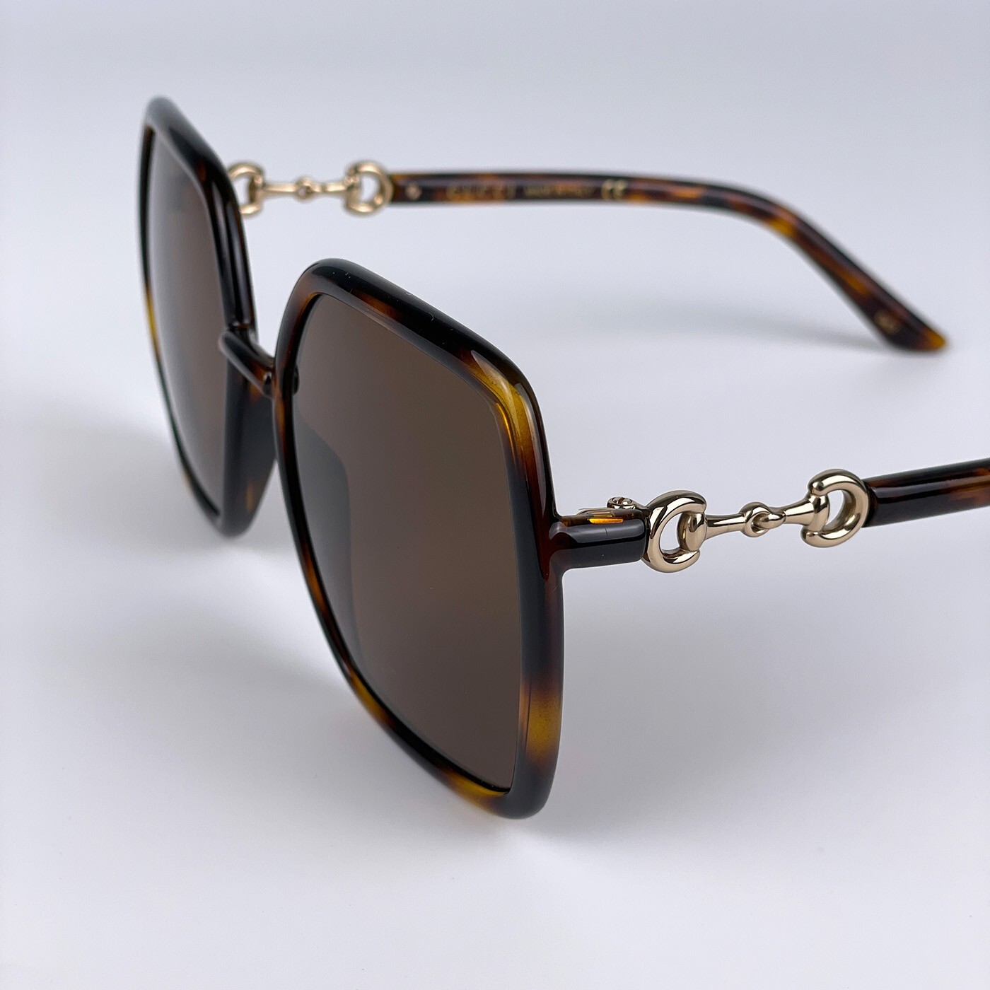 Pre-owned Gucci Gg0890s 002 Sunglasses Havana Brown Metal Rectangle Women 55mm