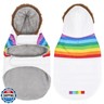 HDE Dog Puffer Jacket Fleece Lined Warm Dog Parka Winter Coat with Harness Hole White Rainbow Stripe - S
