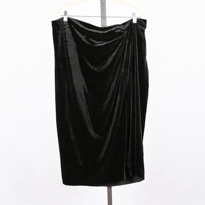 Karl Lagerfeld Paris Black Velvety Velour Skirt SZ XL Witchy Dark Academia Goth