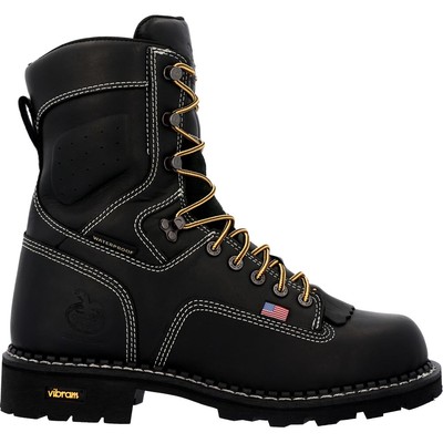 Pre-owned Georgia Boot Men's Usa Logger Waterproof Work Boot In Black