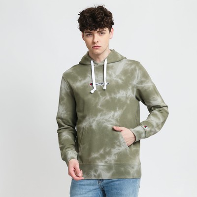 Champion Tie Dye Terry Hoodie Mens Olive Sportswear Sweatshirt Hoody Top