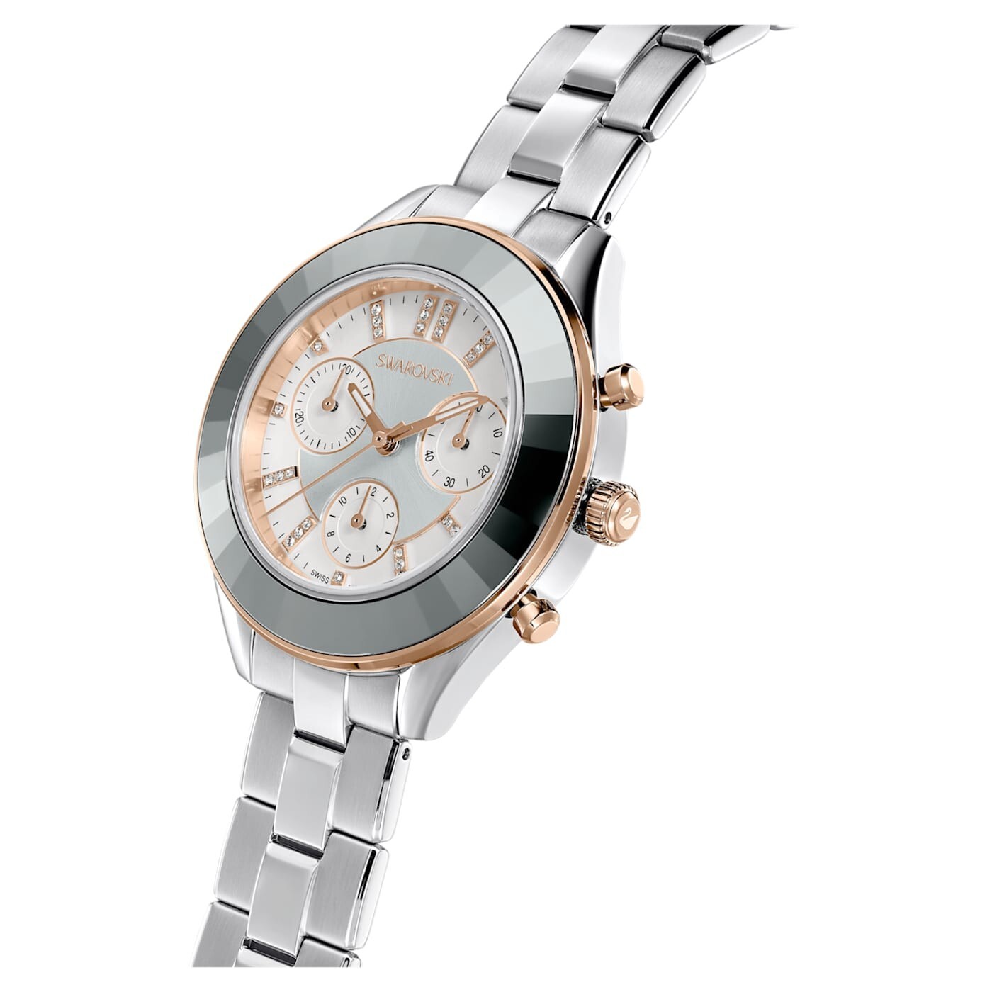 Pre-owned Swarovski Octea Lux Sport Watch Swiss Made, Metal Bracelet, Silver Tone, 5610494