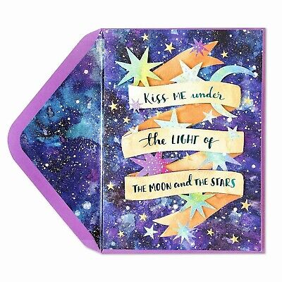 Papyrus Greeting Valentine's Day Card Kiss Me Under Light of the Moon & Stars