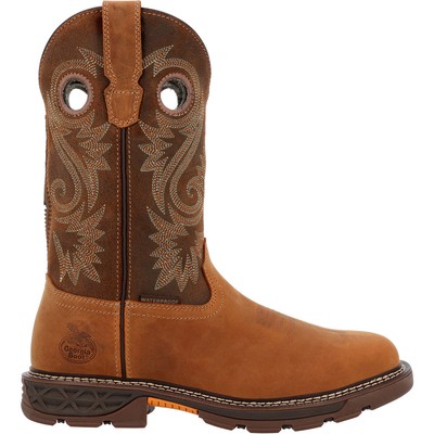 Pre-owned Georgia Boot Carbo-tec Flx Alloy Toe Waterproof Pull-on Work Boot In Brown