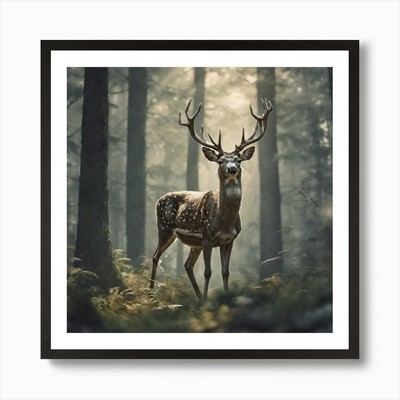 Deer In The Forest 223 Art Prin Framed Wall Art Poster Canvas  [A3 POSTER ONLY]
