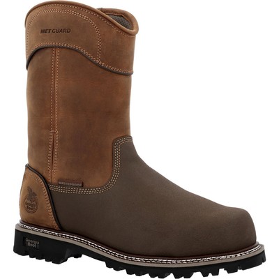 Pre-owned Georgia Boot Men's Brute Met Guard Composite Toe Waterproof Work Boot In Brown
