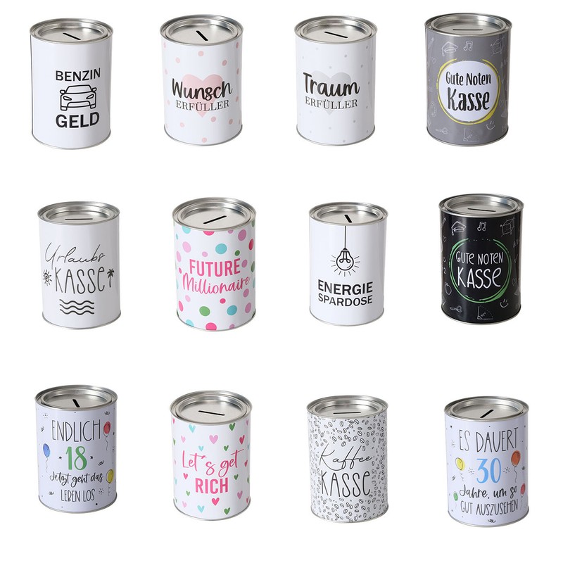 Spardose 14 Verschiedene Designs - Mit Abnehmbarem Deckel - 14 X 10 Cm