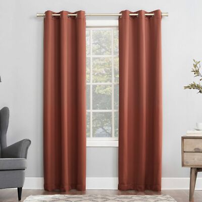 Sun Zero Kenneth Energy Saving 1 Single Curtain Panel RUST COLOR Size 95x40'' NEW