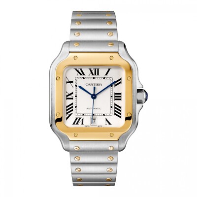 Cartier Santos De Cartier 18K Yellow Gold Steel Large Model Watch W2SA0009