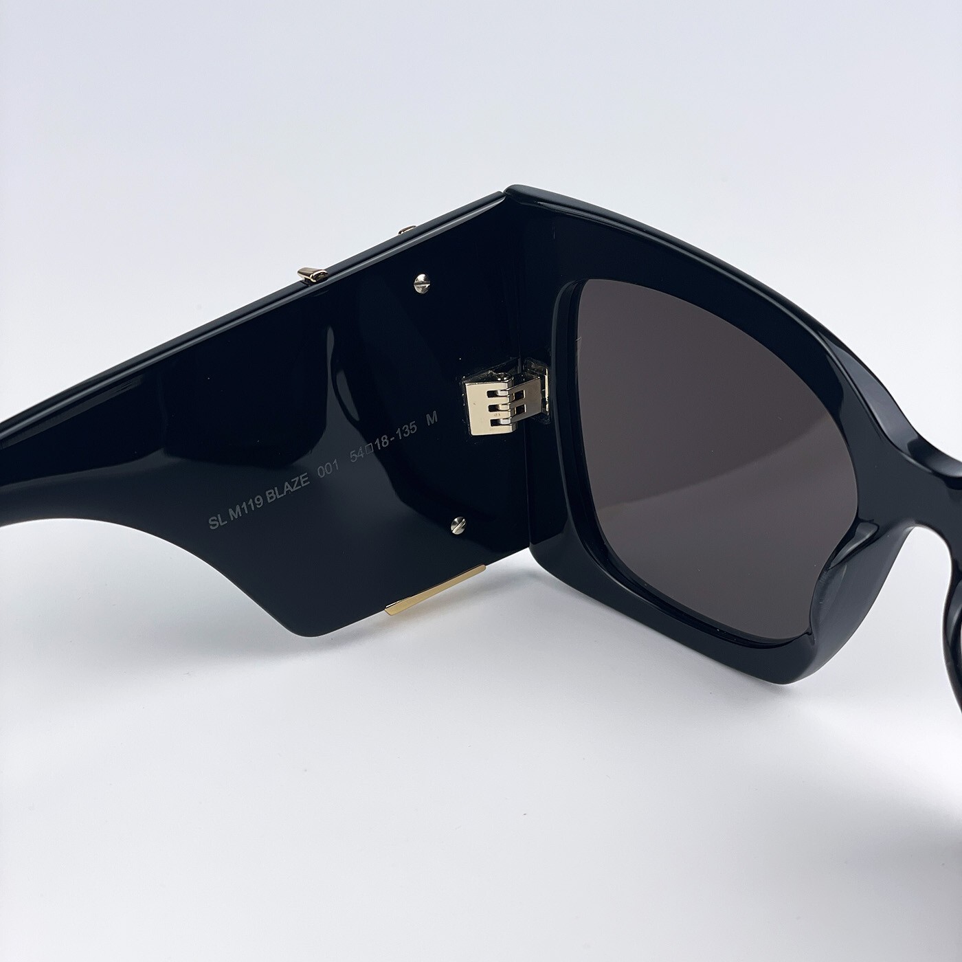 Pre-owned Saint Laurent Slm119 Blaze 001 Black Grey Oversized Cat Eye Women Sunglasses In Gray