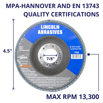 20 Pack Flap Discs 60 Grit 4.5" x 7/8" Sanding Wheels