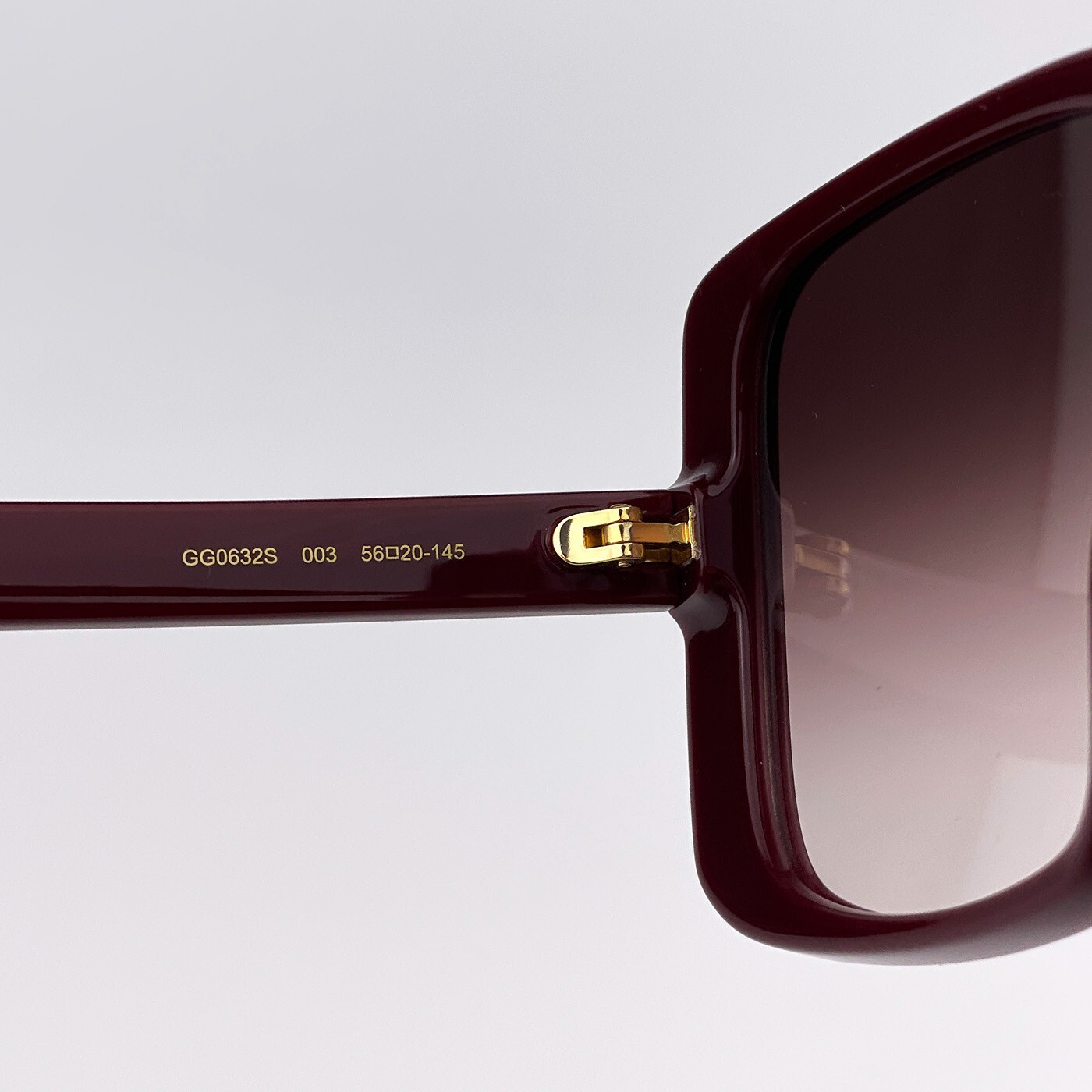 Pre-owned Gucci Gg0632s 003 Burgundy Red Gradient Square Oversized Women Sunglasses