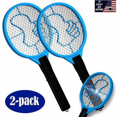 2Pcs YT Mosqutio Fly Zapper Racket 2800V High Volt Insect Swatter Instant Attack