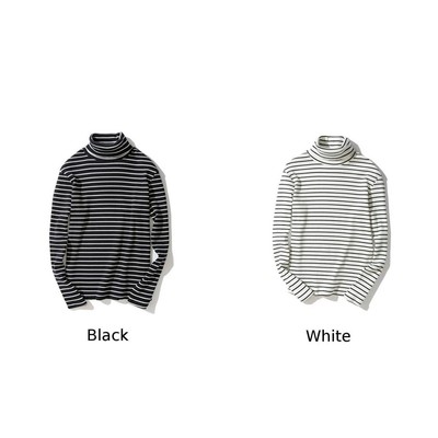 Herren Langärmelig Gestreift Rollkragen TShirt Slim Fit Pullover Hemd Tops Plus