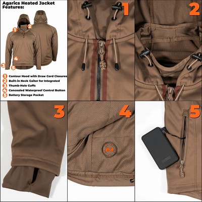 Pre-owned Mobile Warming Agarics Mens 7.4v Battery Heated Pullover Morel In 3x-large Size In Multicolor