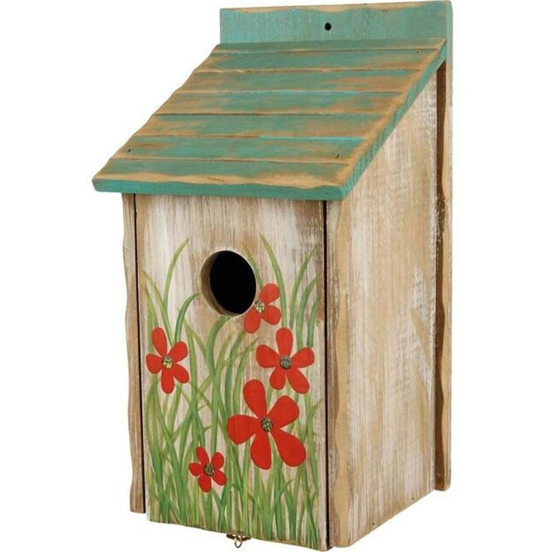 Trixie Nistkasten Bemalt Blume Nisthilfe Vogelhaus Brutkasten Meise 15x28x14cm