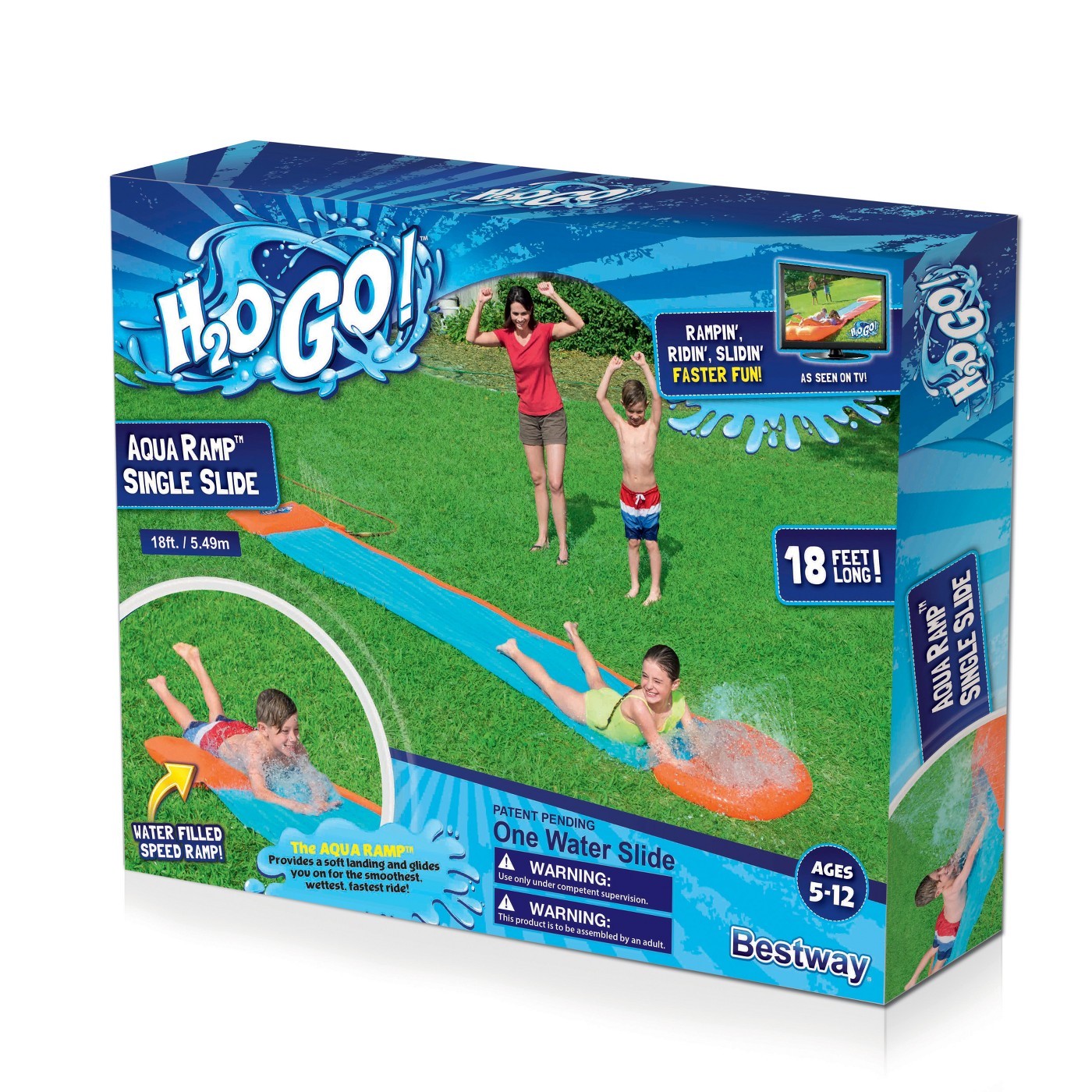H2OGO! Single Aqua Ramp Slide Water Slide