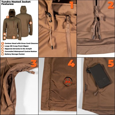 Pre-owned Mobile Warming Tundra Men's 7.4v Battery Heated Jacket Morel In Medium Size In Multicolor