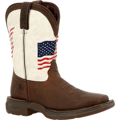

Ботинки в стиле вестерн Lil Rebel от Durango Big Kids Distressed Flag, Bay brown and white, DBT0234Y
