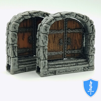 Stone Exterior Double Door x2 - WizKids WarLock Tiles D&D Dungeon 1'' Tall