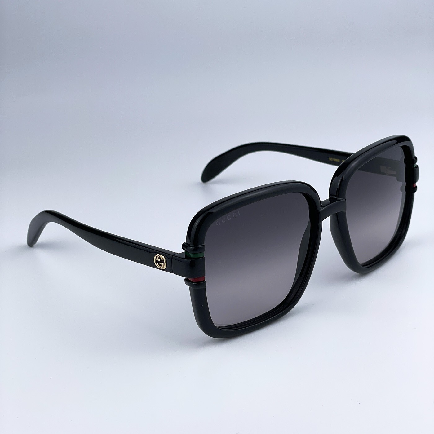 Pre-owned Gucci Gg1066s 001 Black Gray Gradient Butterfly Women Sunglasses