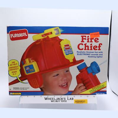 #786 Fire Chief Helmet Communicator Badge 1992 Playskool Vintage NEW SEALED