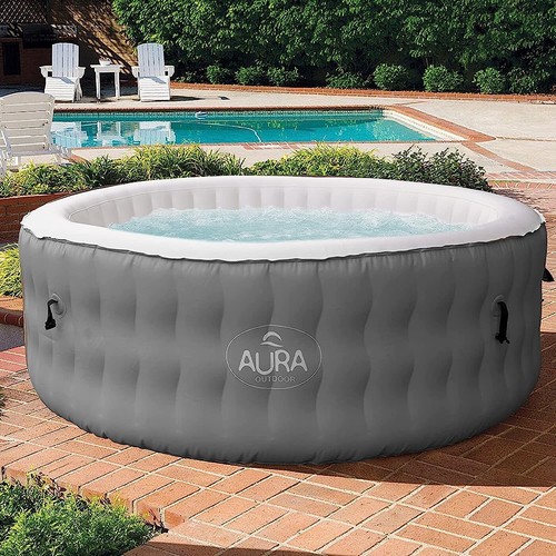 Aura Inflatable Hot Tub 6 Person 75" x 27" Outdoor Spa 118 jets remote