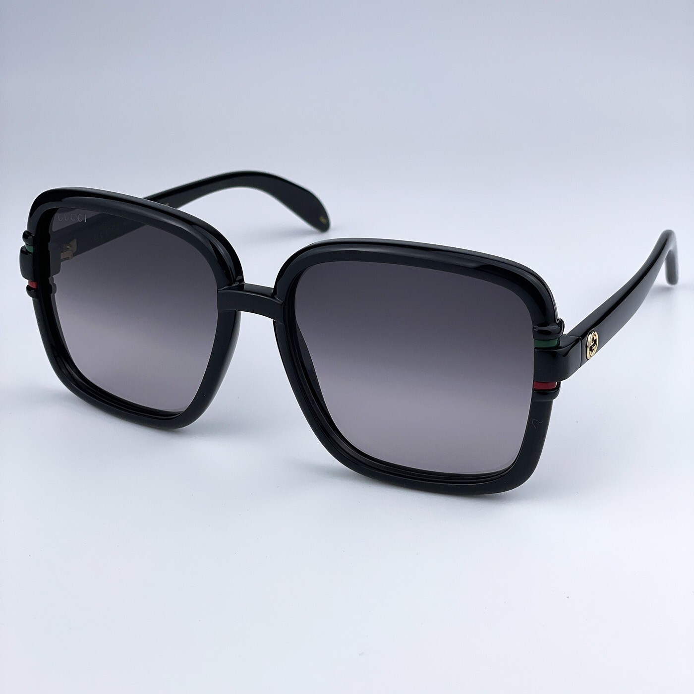 Pre-owned Gucci Gg1066s 001 Black Gray Gradient Butterfly Women Sunglasses