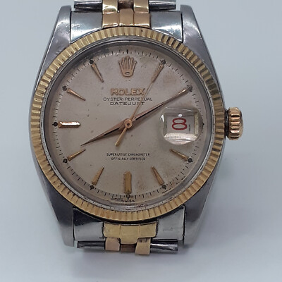 Vintage Rolex Datejust 36 mm Two Tone Cream Patina Jubilee Watch