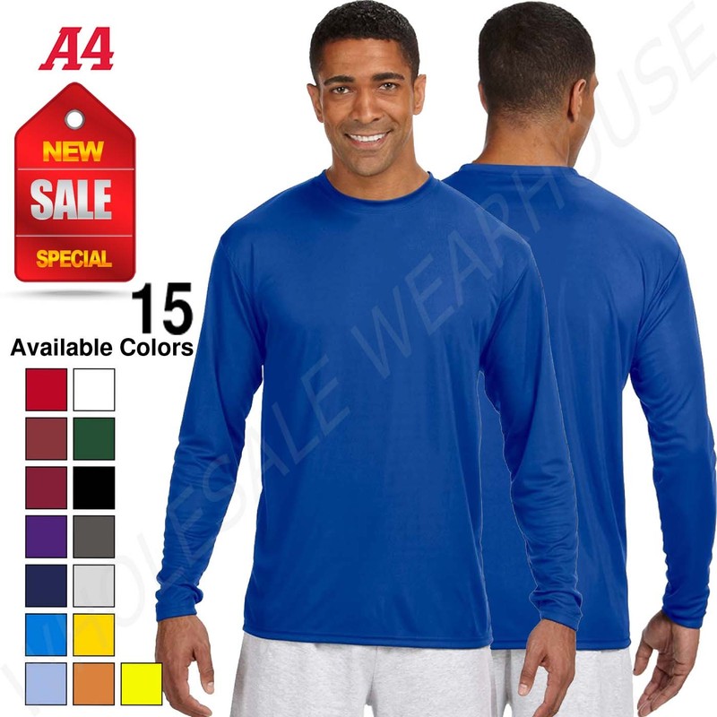 A4 Mens Dri-fit 100% Polyester Upf 44+ Uv Performance Long Sleeve T-shirt N3165