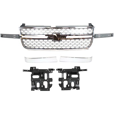 Grille Assembly Kit For 03-06 Chevrolet Silverado 2500 HD 3500 Headlight Bracket