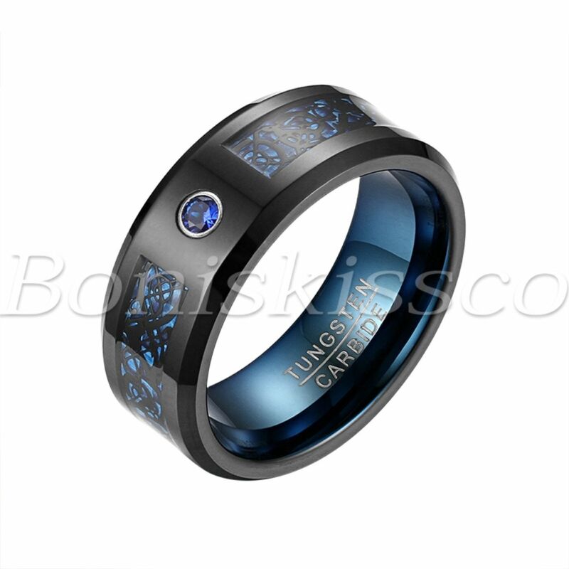 Men Women Couples Cletic Dragon Pattern Tungsten Carbide Ring Wedding Band Gift
