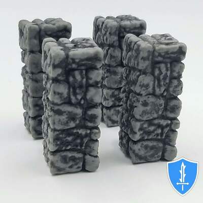 Stone Corner Post x4 - WizKids WarLock Tiles D&D Dungeon 1'' Tall Terrain 