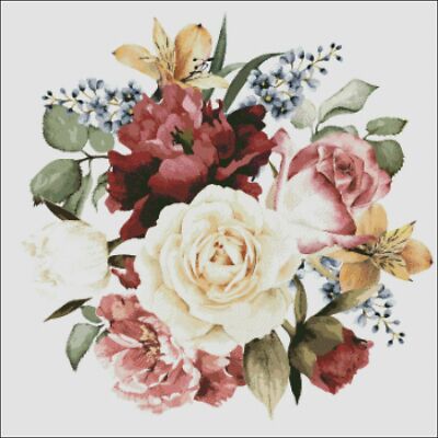 Chart Needlework DIY - Counted Cross Stitch Patterns -   Bouquet Of Flowers