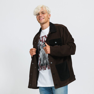 

Vans Drill Chore Corduroy Coat Jacket Mens Demitasse Black Casual Lifestyle Top, Коричневый, Vans Drill Chore Corduroy Coat Jacket