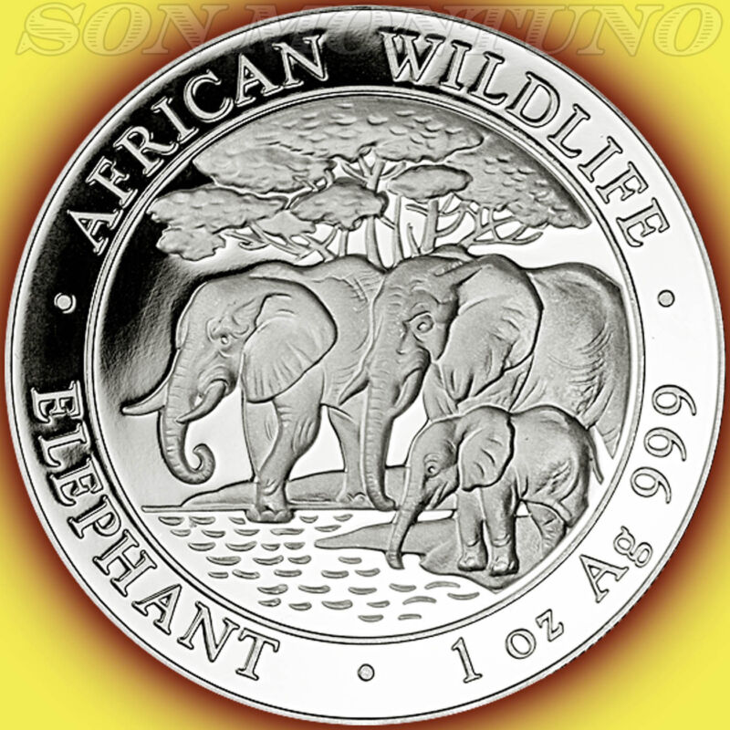 2013 SOMALIA African Wildlife ELEPHANT  1 Troy OZ .999 Silver BU Coin in Capsule