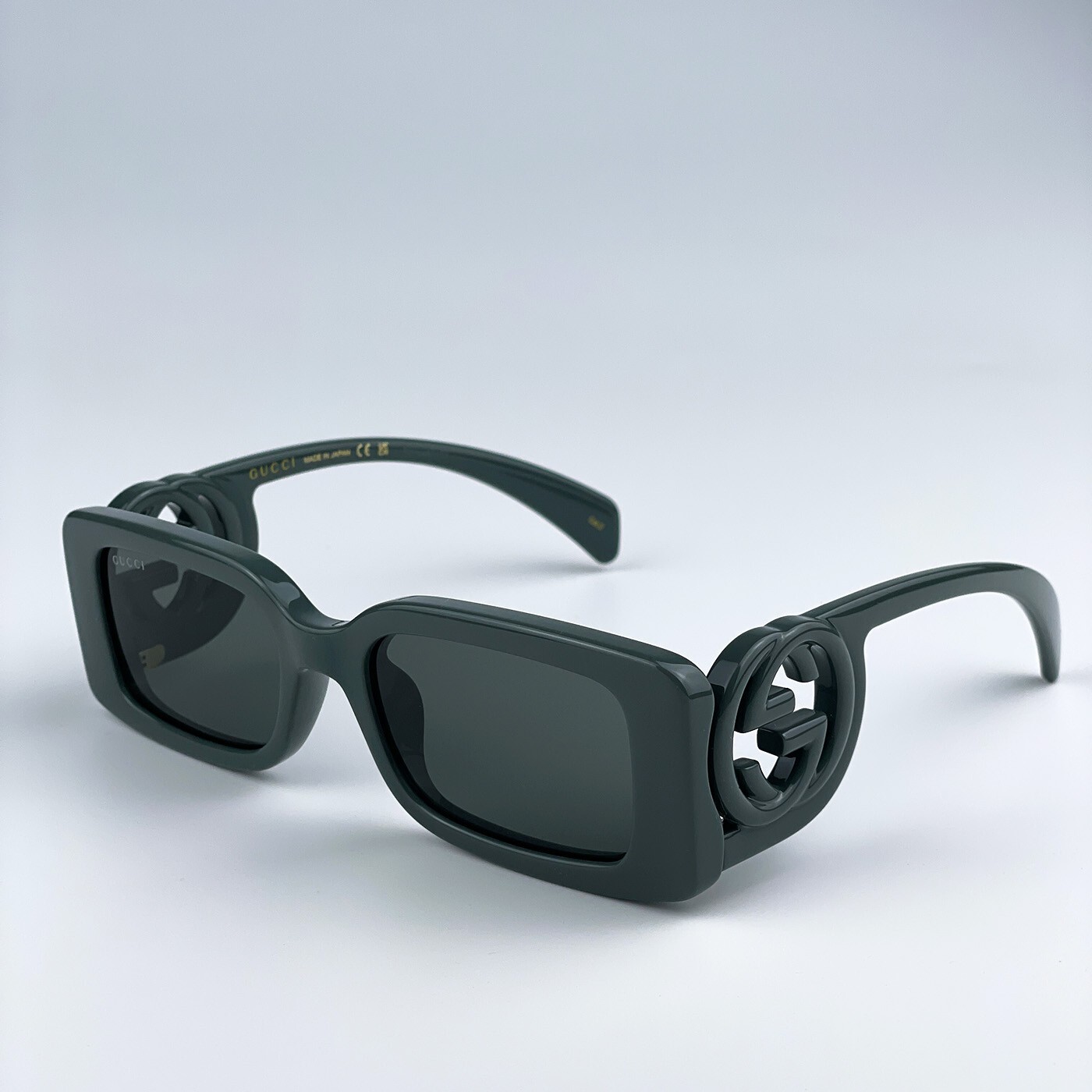 Pre-owned Gucci Gg1325s 003 Grey Smoke Grey Rectangle Women Sunglasses 54mm In Gray