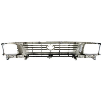 Grille For 95-96 Toyota Tacoma Chrome Shell w/ Black Insert Plastic