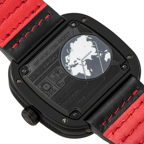 Pre-owned Sevenfriday Men's Watch P-series Racer Iii Automatic Black Dial Strap P3c-06