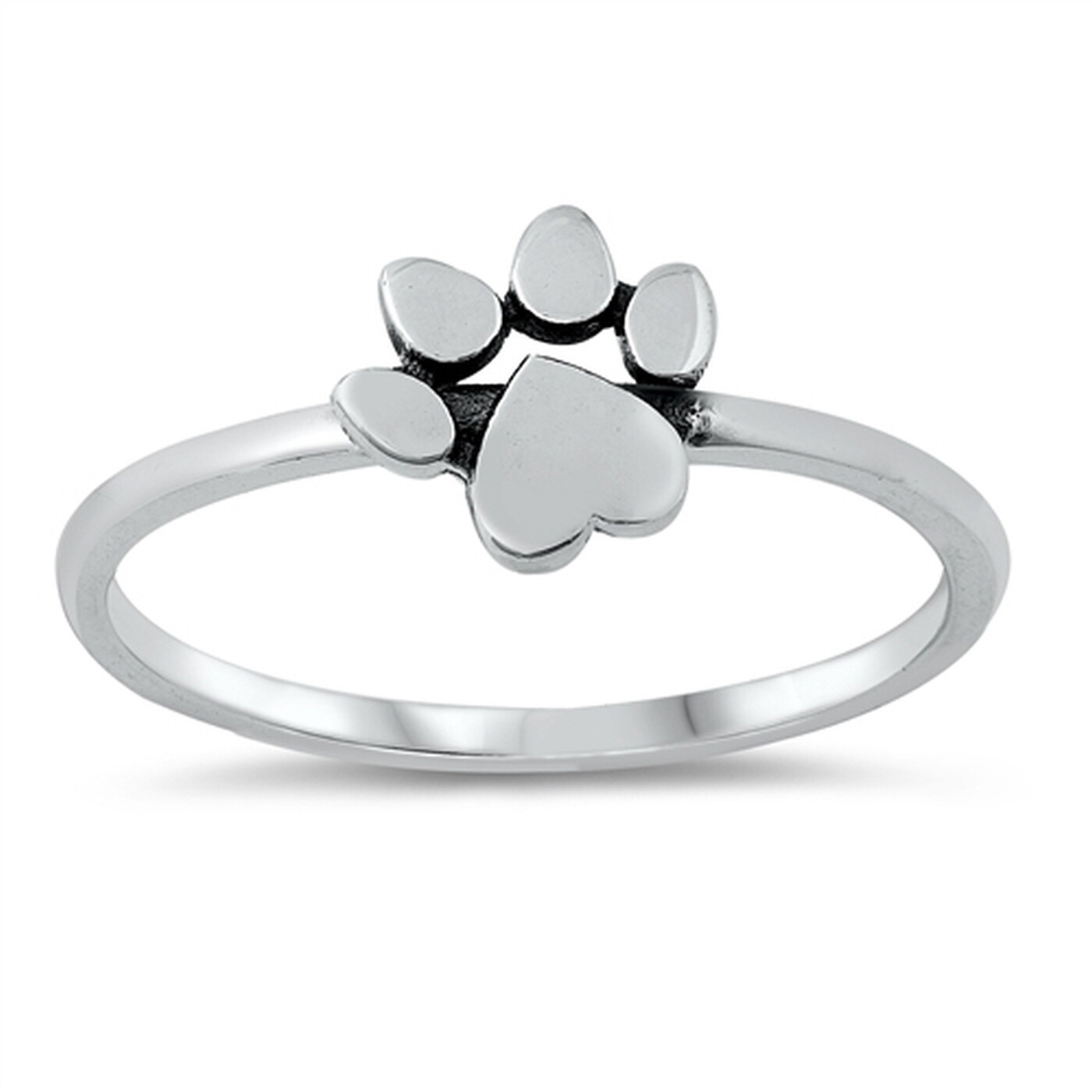 plain paw print 925 sterling silver women ring sizes 4 10