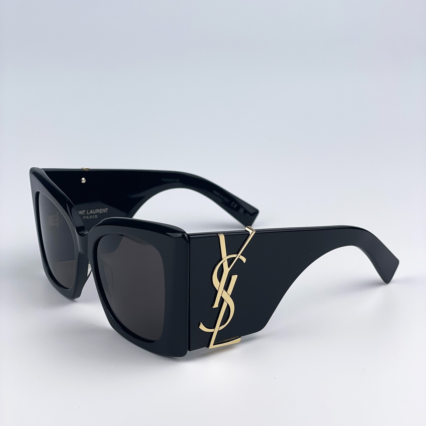 Pre-owned Saint Laurent Slm119 Blaze 001 Black Grey Oversized Cat Eye Women Sunglasses In Gray