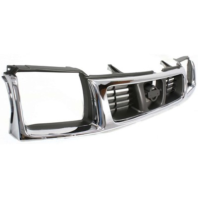 Grille Assembly For 1998-2000 Nissan Frontier Chrome Shell With Headlight Holes